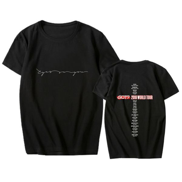 

kpop got7 глаза на вас moleton футболка женщины мужчины енот черный свободные футболки harajuku с коротким рукавом свободные майка топ, White;black