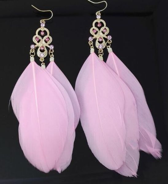 

new european and american foreign trade adornments 18k gold exquisite creative feather earrings women's earrings fashion classic delica, Silver