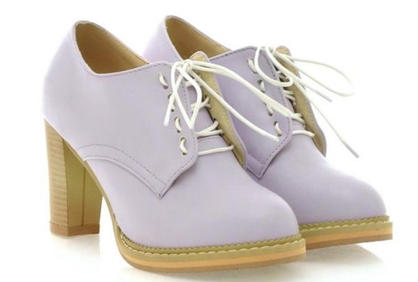 

women's shoes autumn round head high coarse heel @269, Black