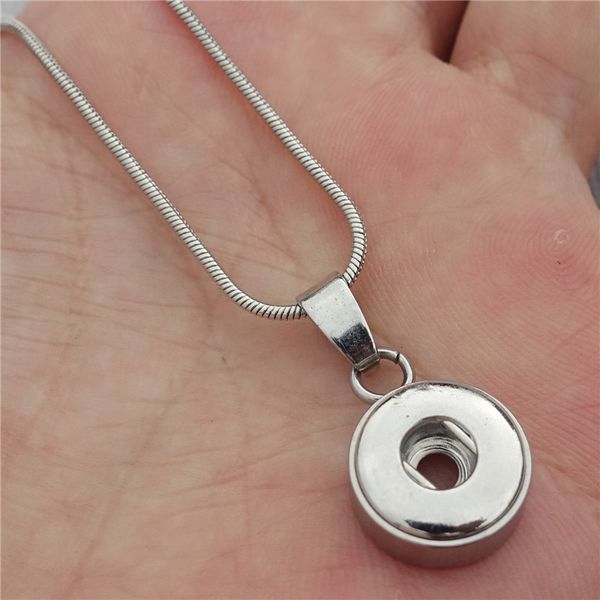 

whole salereal stainless steel 12mm snap buttons pendant necklace with snake chain, Silver