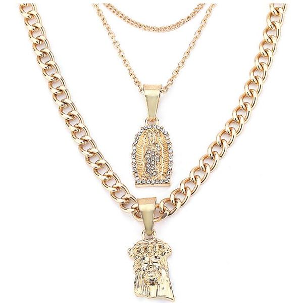 

brand hip hop jewelry jesus face pendant muillayer for women choker pendant necklace fashion of shipping, Silver