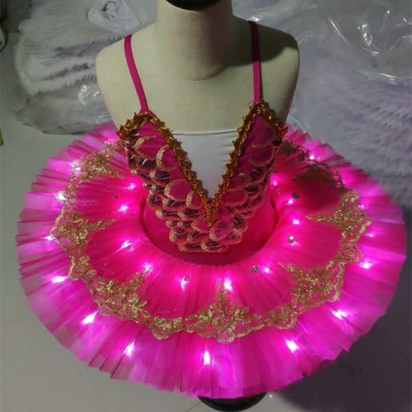 

professional tutu led swan lake panckae classical ballet tutu balett dress girl halloween children costumes ballerina for kids, Black;red