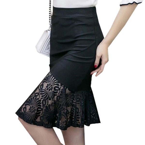 

new lace skirt women plus size pencil skirt female mini skirts social peplum skirts large size for women zy1984, Black