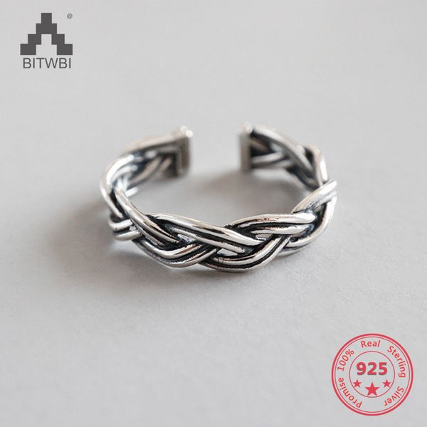 

100% 925 sterling silver retro twist open rings for women fashion party jewelry of shipping, Golden;silver