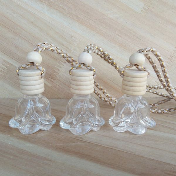 

rose shaped vacum bottle car pendant glass perfume bottle home decoration small hanging ornaments f503