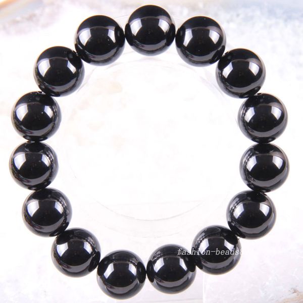 

stretch 14mm round beads natural stone black onyx bracelet 8inches 1pcs h1842