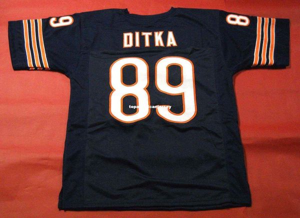 

retro #89 mike ditka custom mitchell & ness jersey bule mens stitching s-5xl,6xl football jerseys running, Black;blue