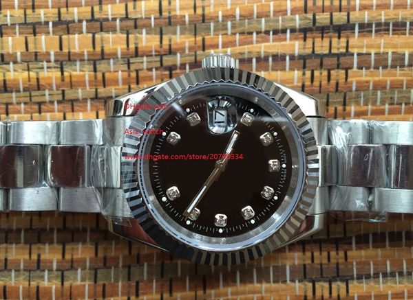 

luxury wristwatch 116234 black dial diamond stainless steel bracelet automatic men's watch watches, Slivery;brown