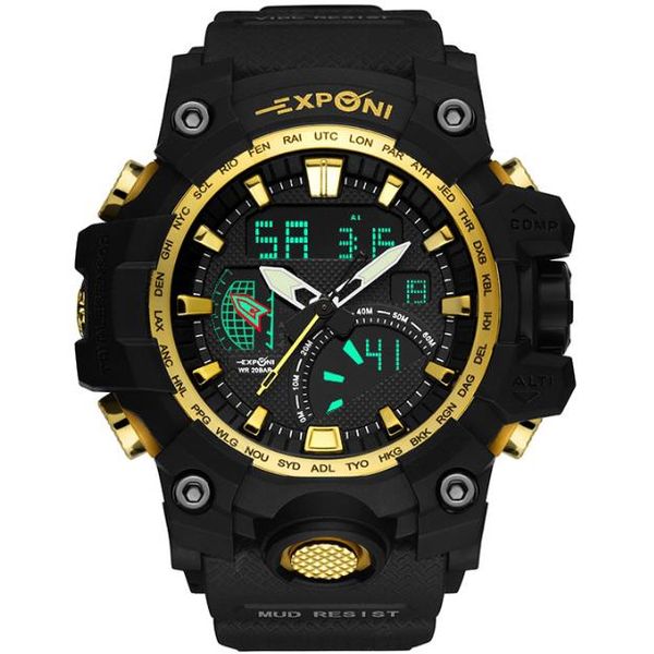 

men's watch waterproof personality double appearance electronic male outdoor sports multi function watch male student table, Slivery;brown