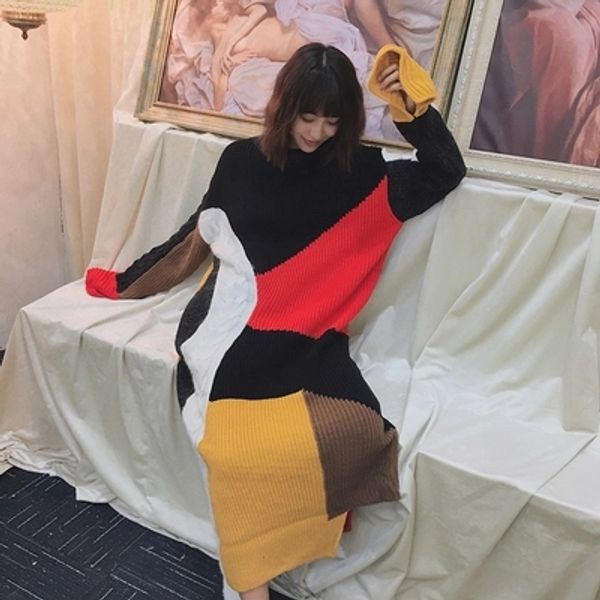 

2018 early autumn women new long loose sweater cs5, White;black