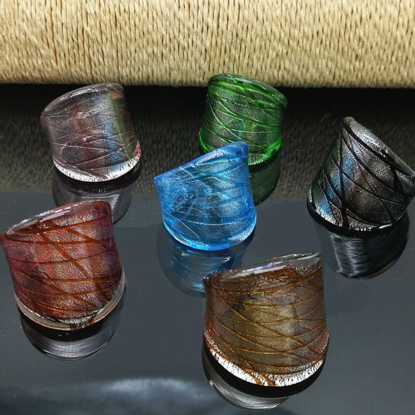 

6pcs fashion glass ring 1719mm netted glass ring mix, Silver