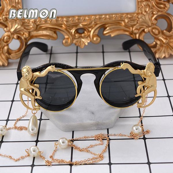

belmon барокко steampunk очки солнцезащитные очки женщины круглый вс очки для дам uv400 vintage женский sunglass rs663, White;black
