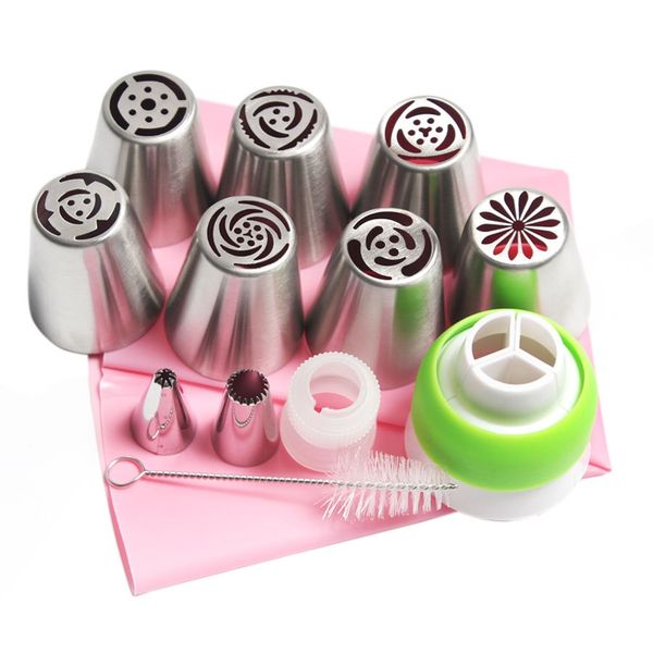 

13pcs russian tulip icing piping nozzles stainless steel rose cream biscuits sugarcraft pastry baking tool diy 10/12/14/16 inch