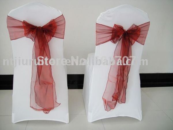 

wholesale-dark burgundy organza sash for wedding,party,banquet use