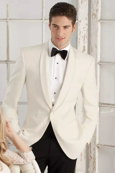 

slim fit ivory men suits for wedding groom tuxedos terno masculino groomsmen prom wear 2 piece (jacket+pants) man blazer costume homme, Black;gray