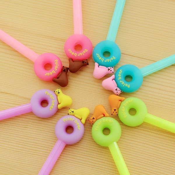 

2pcs/lot donut lovely colorful polar bear gel pen creative stationery office supplies school chancery for students gift
