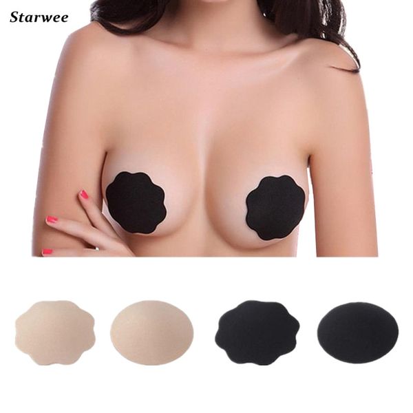 

1 pair nipple cover pasties chest paste silicone breast pads breathable chest paste bra push up breast bra accessories, Black;white