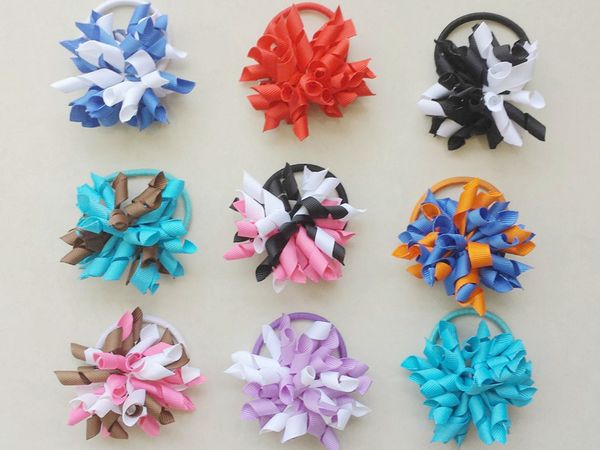 Girl S 2 5inch Curlers Curly Ribbon Hair Bows Clips Flowers Corker