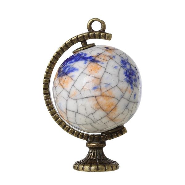 

doreenbeads ceramics charm pendants globe antique bronze multicolor 37mm(1 4/8")x 25mm(1"),2 pcs 2015 new, Black