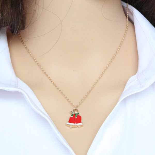 

christmas necklace 5 style enamel jewelry xmas tree snowman santa pendant necklace women girl gift gold chain new year xmas gift, Silver