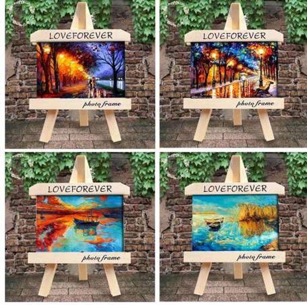 Kreative Holz Foto Rahmen Staffelei Form Desktop Malerei Holz Bilderrahmen Home Art Decor Geschenke Für 6 