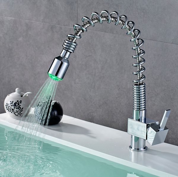 2019 Chrome Led Light Kitchen Faucet Kitchen Pull Out Faucet