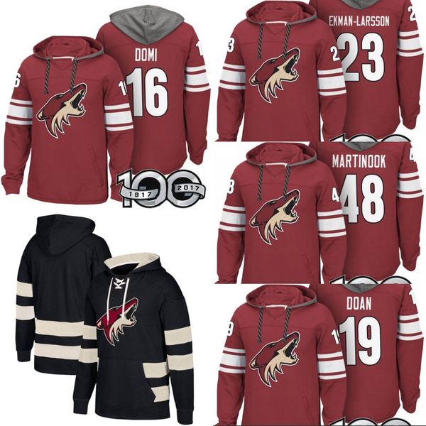 

Arizona Coyotes Hoodies 100th Patch 16 Max Domi 19 Shane Doan 23 Oliver Ekman-Larsson 48 Martinook Custom Hockey Jerseys