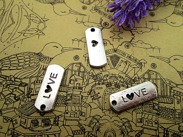 

60pcs--love charms, antique tibetan silver love charm pendant 21x8mm, Bronze;silver