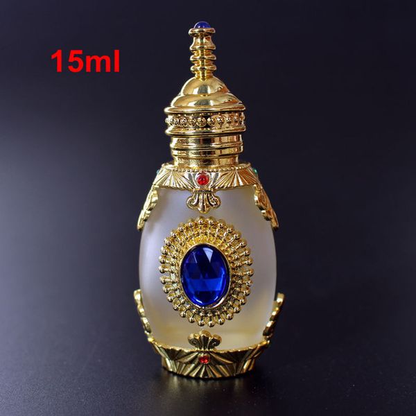 

15ml antiqued metal froste glass perfume bottle arab style essential oils bottle with glass dropper middle east bottle