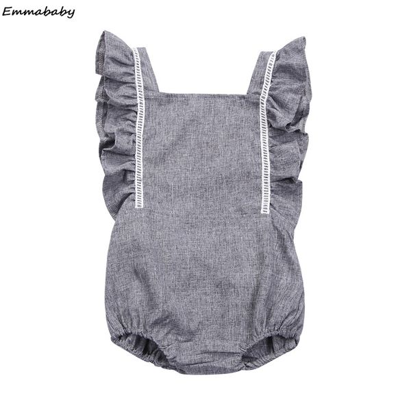 

cotton newborn baby girls lace backless cross ruffled rompers jumpsuits infant baby clothing outfits sunsuit playsuit summer, Blue