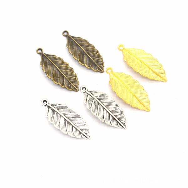 10 x Antique gold leaf charms pendants 5cm leaves metal bead jewelry