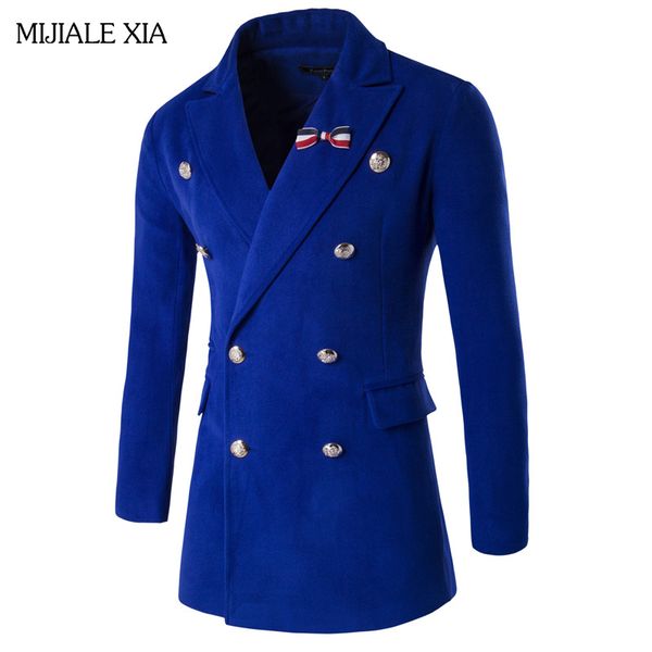 

wholesale- trench coat men autumn style double breasted trench coat woolen cloth fabric long mens coat sizem-2xl, Tan;black