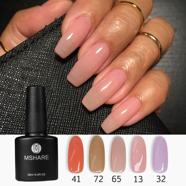 

mshare rubber base gel camouflage polish natural nude color silicone no need base coat, Red;pink