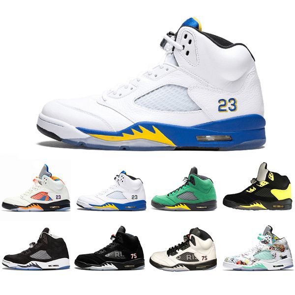 

5 5s wings international flight men basketball shoes olympic gold medal red blue suede og metallic black sports designer sneaker