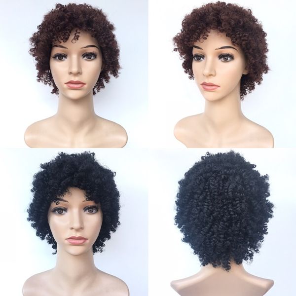 

fashion 8" afro wig deep wave short pixie cut black synthetic wigs curly natural hair for black women none lace hairstyle in stock