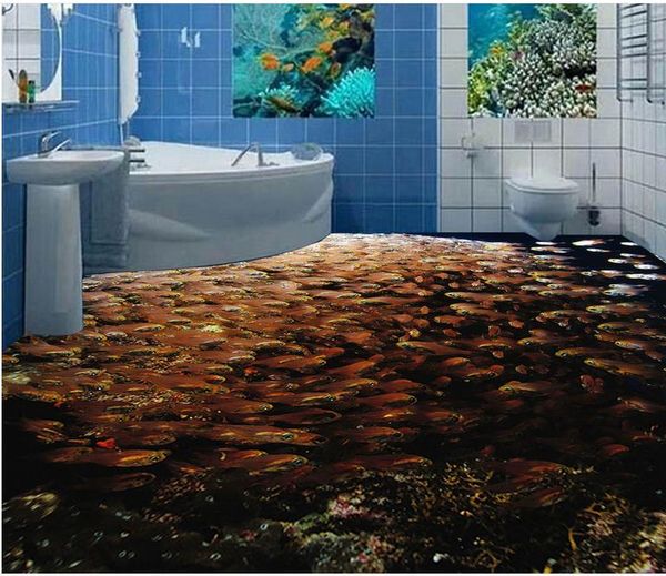 

wallpaper for bathrooms sea world fish school 3d pvc floor wallpaper for bathroom