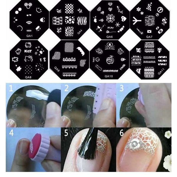

qa series 8pce nail art stamp stamping image template new fashion reusable, White
