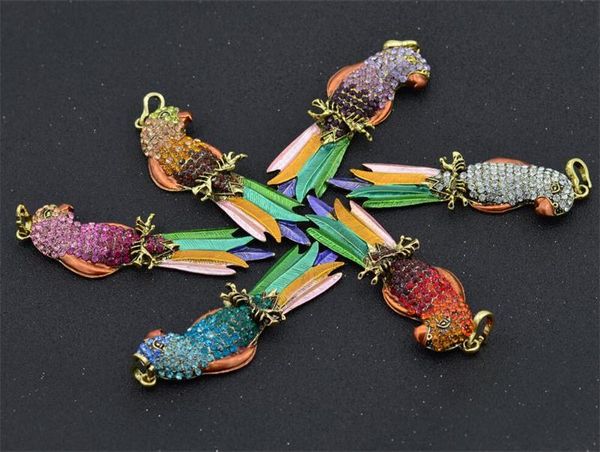 

crystal parrot pendant for diy necklace charm animal parrot pendant colorful feather parrot pendant personality handmade fashion accessories, Silver