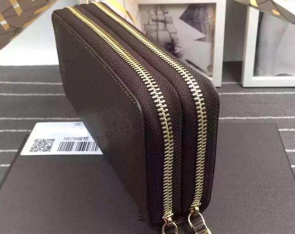 

2019 new whole ale 078 cla ic tandard wallet men women long pur e money bag double zipper pouch coin pocket note compartment, Red;black