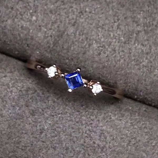 

fidelity natural 3mm sri lanka sapphire stone rings s925 sterling silver exquisite fine jewelry for women natural blue gemstone, Golden;silver