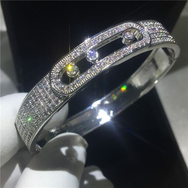 

2018 fashion bangle pave setting 208pcs 5a cubic zirconia silver color bracelet bangles for women wedding accessaries, Black