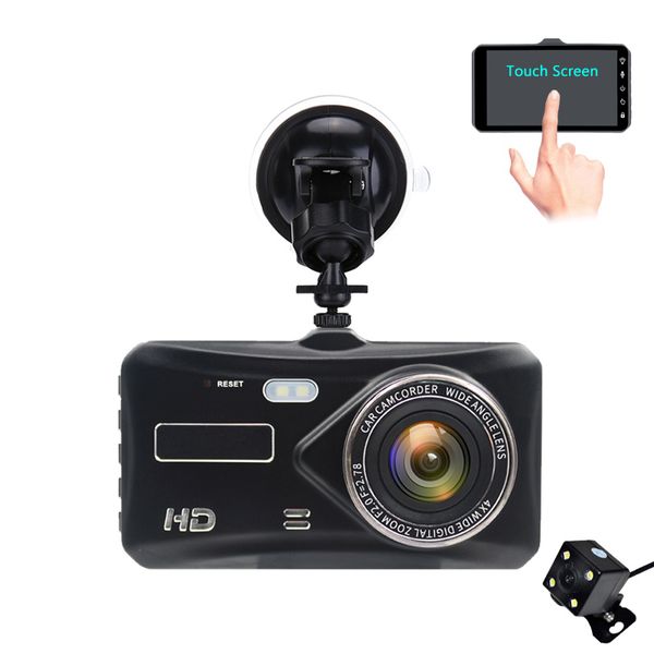

4.0 inches touch screen car dvr camera 2ch dashcam recorder full hd 1080p 170 degrees wide view angle wdr g-sensor parking monitor
