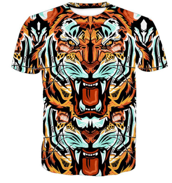 

fashion cool fierce tiger t-shirt funny 3d printed women/men short sleeve t-shirt casual k335, White;black