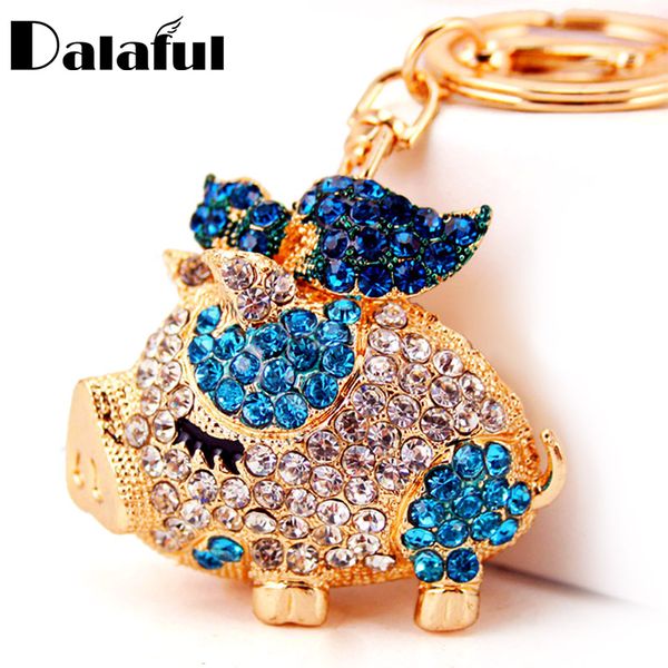 

beijia New Brand Pig Wings Crystal Rhinestone Keyrings Key Chains Holder Women Gift Bag Pendant For Car Keychains K250