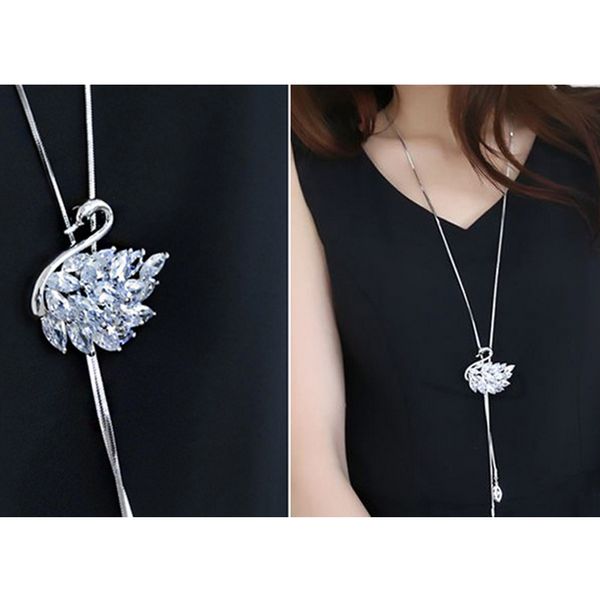Frauen Mode Diamant Anhänger lange Pullover Kette Halskette Schmuck Geschenk