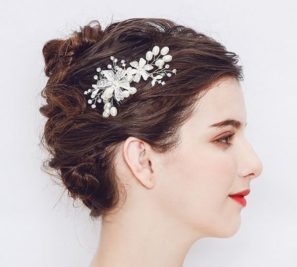 

party hair comb - silver tone rhinestone pearl flowers jewelry head pieces party wedding hair comb for brides & bridemaids, Slivery;golden