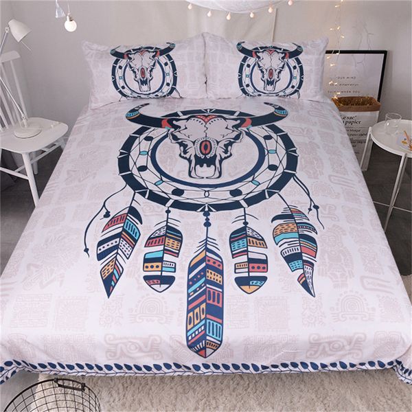 Sheep Skull Bedding Set Dream Catcher Feather Duvet Cover Sets