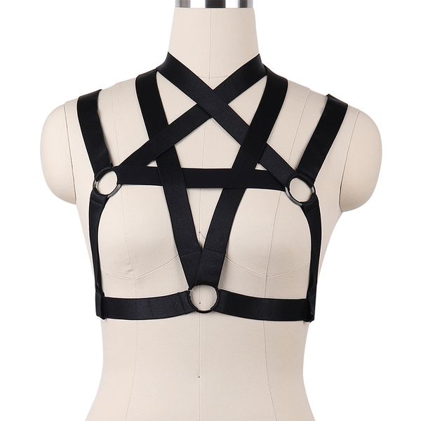 

wholesale 10piece women harness harajuku gothic lingerie cage bra bondage strappy lingerie boho goth fetish wear crop, Black;white