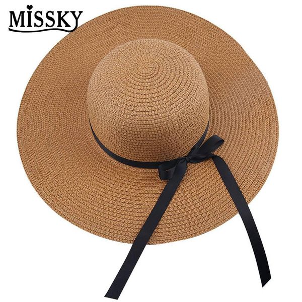 

missky women wide brim sun hat straw knitted bowknot beach caps floppy sunscreen sweet lovely hats for women san0, Blue;gray