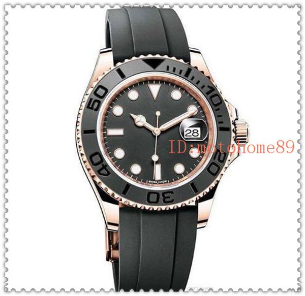 

люксовый бренд часы мужчины 116655 керамическая безель резиновая лента yatch II золотые часы автоматические часы мужские часы платье с оригинальным